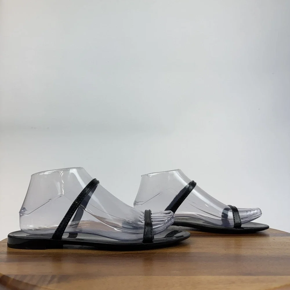 Womens Stuart Weitzman Sawyer Slide Black Jelly Casual Sandals Shoe Size 7 M GUC